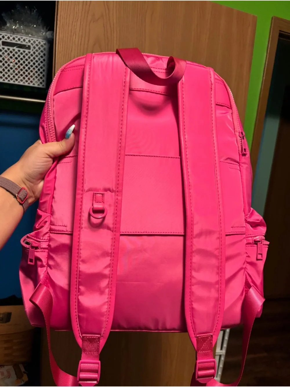 Steve Madden Hot Pink Nylon Backpack with Front Pockets